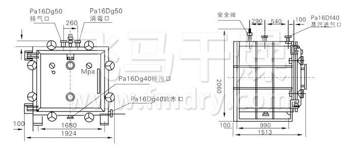 方形靜態真空幹燥（zào）機（jī）結構示意圖